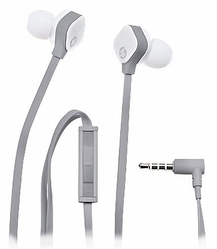 Fone de Ouvido - Fone de Ouvido Intra-Auricular HP H2310 - com Microfone - Conector P2 - Branco e Cinza - J8H43AA
