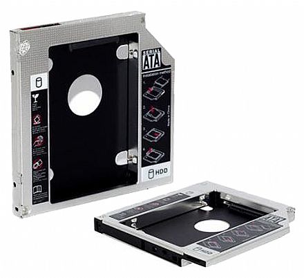Storage / Case / Dockstation - Adaptador Caddy - Converte baia de gravador de laptop SATA para HD / SSD de 2.5 - Compatível com 12,5mm - HDCA-S127