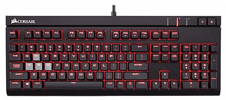 Teclado - Teclado Mecânico Corsair Strafe Cherry MX - ABNT 2 - Anti-Ghosting - LED Vermelho - CH-9000088-BR