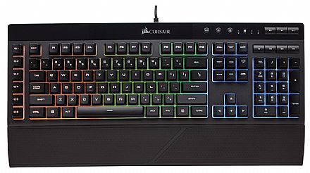 Teclado - Teclado Gamer Corsair K55 RGB - ABNT2 - Teclas Macro e Multimídia - Iluminação LED - Descanso de Pulso Destacável - CH-9206015-BR