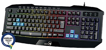 Teclado - Teclado Gamer Genius K-215 Scorpion - Iluminação por LED - 10 teclas Multimídia - Resistente a Água - ABNT - 31310474109