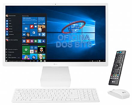 Computador All in One - Computador All in One LG 24V570 - Tela 24" IPS Full HD, Intel i3 7100U, 8GB, HD 1TB, TV Digital, Kit Teclado e Mouse, Windows 10 - 24V570-C.BJ21P1