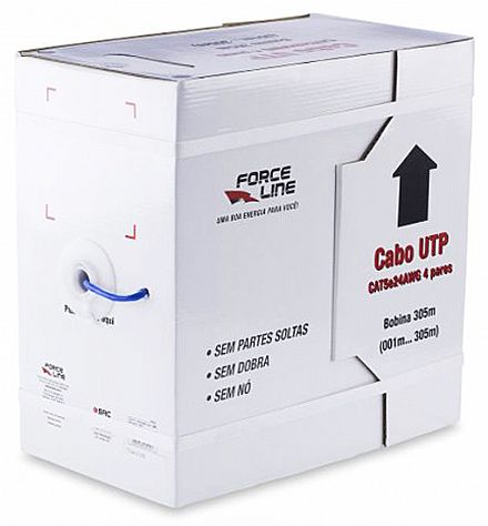 Cabo de rede - Caixa de Cabo UTP Cat 5e para rede - Forceline 3295 - Homologado - 305 metros - CMX - Azul