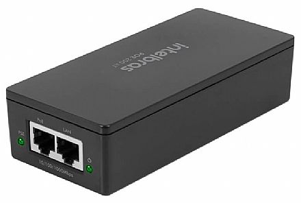 Acessórios para rede - Fonte PoE+ Injetor Intelbras POE 200 AT - Gigabit - 802.3af/at - Energia e Dados através do cabo de Ethernet