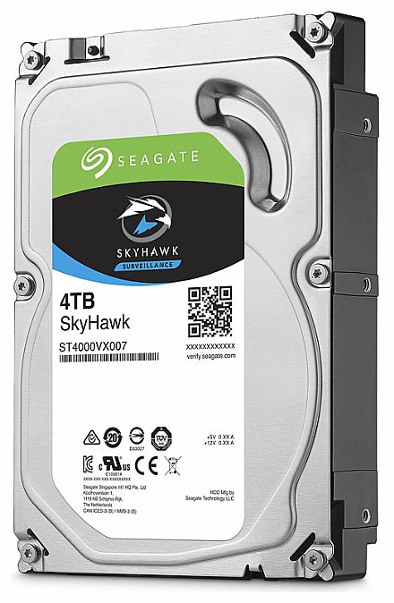 HD (Disco Rígido) - HD 4TB SATA - 5900RPM - 64MB Cache - Seagate Surveillance SkyHawk - ST4000VX007 - Ideal para Vigilância