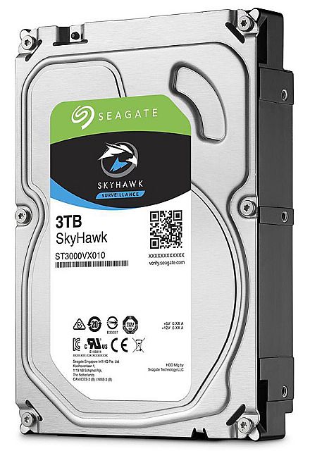 HD (Disco Rígido) - HD 3TB SATA - 5900RPM - 64MB Cache - Seagate Surveillance SkyHawk - ST3000VX010 - Ideal para Vigilância