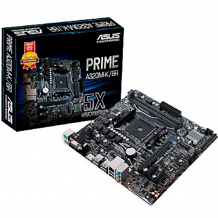 Placa Mãe para AMD - Asus Prime A320M-K/BR (AM4 - DDR4 3200 O.C.) Chipset AMD A320 - Slot M2 - mATX