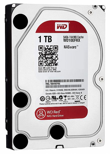 HD (Disco Rígido) - HD 1TB NAS SATA - 5400RPM - 64MB Cache - Western Digital RED WD10EFRX