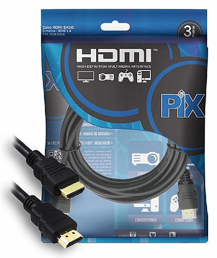 Cabo & Adaptador - Cabo HDMI 1.4 - 3 Metros - 1080p Full HD - Chip SCE PIX 018-0314