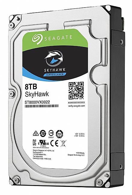 HD (Disco Rígido) - HD 8TB SATA - 7200RPM - 256MB Cache - Seagate SkyHawk Surveillance - ST8000VX0022 - Ideal para Vigilância