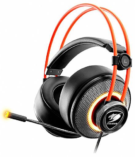 Fone de Ouvido - Headset Gamer Cougar Immersa Pro - Ultimate 7.1 Virtual Surround - LED RGB - Conector P2 e USB - Microfone Retrátil - CGR-U50MB-700
