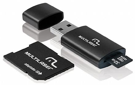 Pen Drive - Pen Drive 32GB Multilaser MC113 - Kit 3 em 1 Micro SD com adaptador SD - Velocidade classe 10