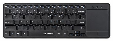 Teclado sem Fio C3Tech K-WT100BK - Touchpad Multitoque Integrado - Preto Teclado - Teclado sem Fio C3Tech K-WT100BK - Touchpad Multitoque Integrado - Preto