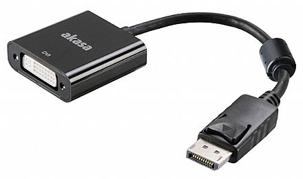 Cabo & Adaptador - Cabo Conversor DisplayPort para DVI - 20cm - Ativo - Suporta até 4K de resolução - Akasa AK-CBDP15-20BK