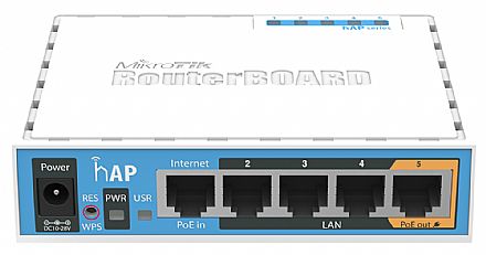 Roteador, Repetidor & Acess Point - Roteador Wi-Fi Mikrotik hAP - Entrada e Saída PoE - Porta USB - RouterOS - RB951UI-2ND