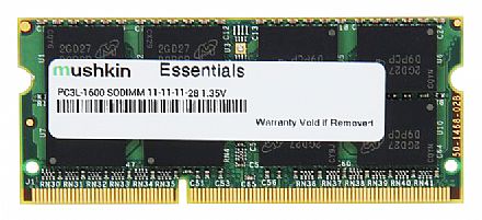 Memória para Notebook - Memória SODIMM 8GB DDR3L 1600MHz Mushkin Essentials - para Notebook - Low Voltage 1.35V - 992038
