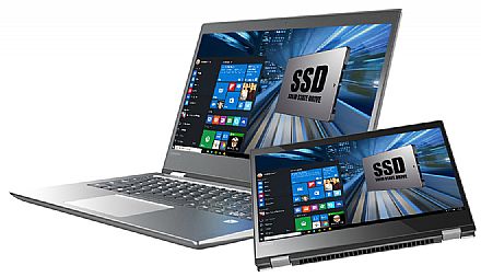 Notebook - Notebook Lenovo Yoga 520 2 em 1 - Tela 14" Touchscreen, Intel i5 7200U, 8GB, SSD 240GB, Leitor Biométrico, Windows 10 - 80YM0007BR