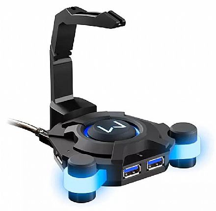 Mouse - Mouse Bungee Multilaser Warrior Gamer - com 4 portas USB 3.0 - LED Azul - AC293
