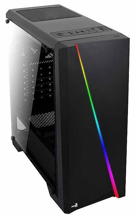 Gabinete - Gabinete AeroCool Cylon - USB 3.0 - Janela Lateral em Acrílico - Frontal com LED RGB - Preto