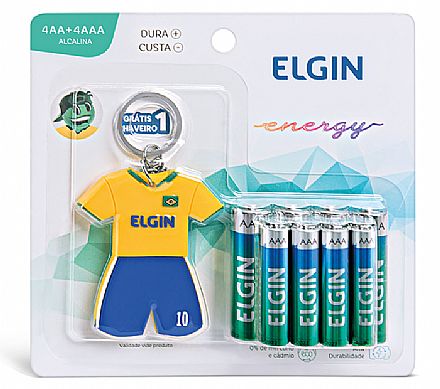 Kit 8 Pilhas Alcalinas Elgin 82310 - com 4 Pilhas AA + 4 Pilhas AAA - Grátis Chaveiro Sortido da Copa do Mundo Bateria & Pilhas - Kit 8 Pilhas Alcalinas Elgin 82310 - com 4 Pilhas AA + 4 Pilhas AAA - Grátis Chaveiro Sortido da Copa do Mundo