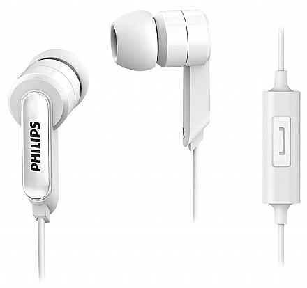 Fone de Ouvido - Fone de Ouvido Intra Auricular Philips - com Microfone - Conector P2 - Branco - SHE1405WT/94 BR