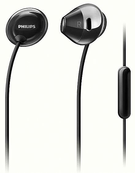 Fone de Ouvido - Fone de Ouvido Intra-Auricular Philips SHE4205BK/00 - com Microfone - Conector P2 - Preto