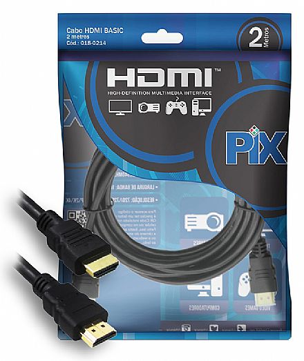 Cabo & Adaptador - Cabo HDMI 1.4 - 2 Metros - 1080p Full HD - Chip SCE PIX 018-0214