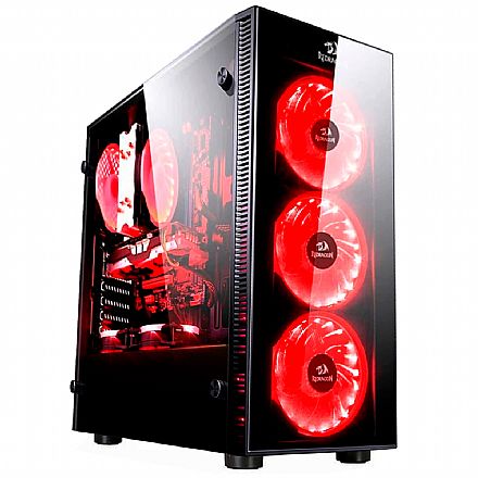 Gabinete - Gabinete Gamer Redragon Sideswipe - Coolers RGB - Janela Lateral em Vidro Temperado - Mid Tower - GC-601