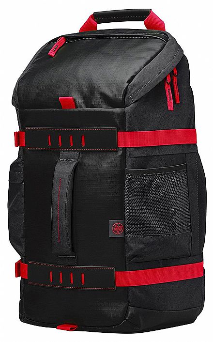 Mochila / Bolsas - Mochila HP Odyssey X0R83AA - Impermeável - para Notebook - Preta e Vermelha