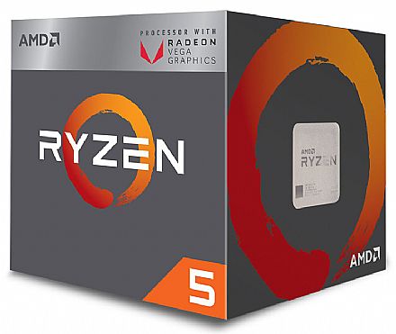 Processador AMD - AMD Ryzen™ 5 2400G Quad Core - 8 Threads - 3.6GHz (Turbo 3.9GHz) - Cache 6MB - AM4 - TDP 65W - Radeon™ VEGA Graphics - YD2400C5FBBOX