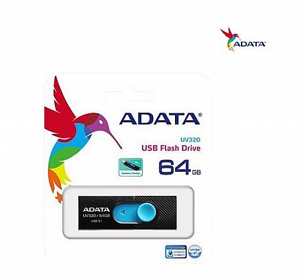 Pen Drive - Pen Drive 64GB Adata - USB 3.1 - AUV320-64G-RBKBL