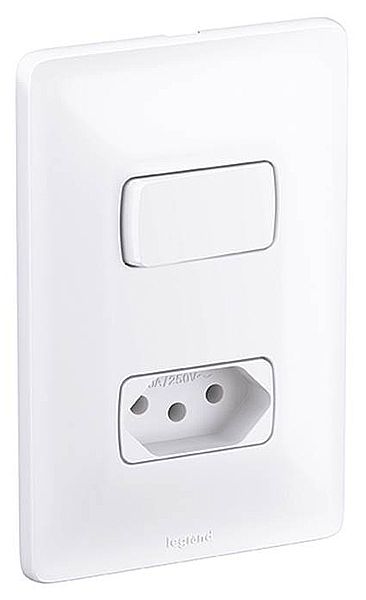 Tomada - Interruptor com Tomada Legrand Pial Zeffia - 2P+T - 10A - Branco - 680112