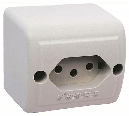 Tomada - Tomada Retangular Sobrepor Lorenzetti - 2P+T - 20A - Branca - 1713021