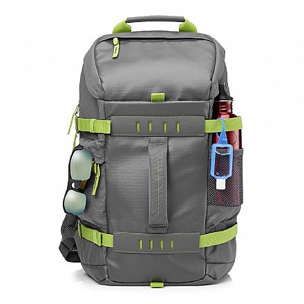 Mochila / Bolsas - Mochila HP Odyssey L8J89AA - Impermeável - para Notebook - Cinza e verde