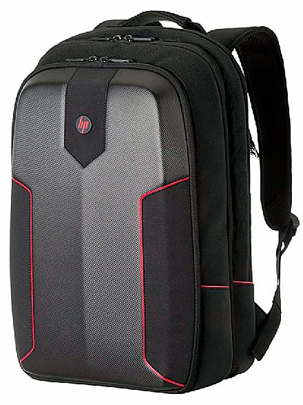 Mochila / Bolsas - Mochila HP 3EJ61LA Gamer - Para Notebook - Preto e Vermelho