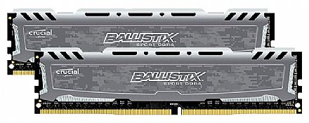 Memória para Desktop - Memória Kit 16GB DDR4 2400MHz (2 x 8GB) - Crucial Ballistix Sport LT - 1.2V - CL16 - Cinza - BLS8G4D240FS