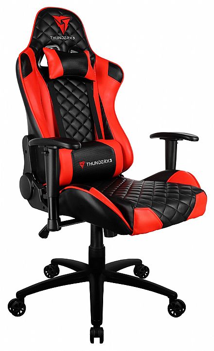 Cadeiras - Cadeira Gamer ThunderX3 TGC12 - Encosto Reclinável de 180º - Construção em Aço - Vermelha e Preta