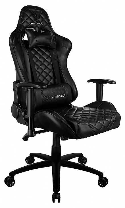 Cadeiras - Cadeira Gamer ThunderX3 TGC12 - Encosto Reclinável de 180º - Construção em Aço - Preta