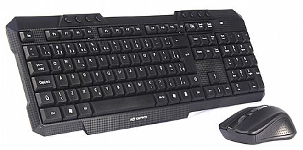 Kit Teclado e Mouse - Kit Teclado e Mouse sem Fio C3 Tech - ABNT2 - 1000dpi - Teclas Multimídia - K-W10BK