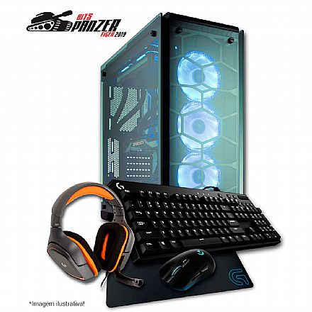 Computador Gamer - PC Gamer Bits PANZER TIGER 2019 - Intel® Core i7 8700, Water Cooler, 32GB, HD 4TB + SSD 480GB, GeForce RTX 2080 8GB, Gabinete Corsair Crystal, Kit Gamer Logitech