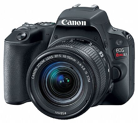 Câmera Digital - Canon EOS Rebel SL2 Profissional com Lente 18-55 - 24.2 Mega Pixels - Sensor CMOS APS-C - DIGIC 7 - Wi-Fi, NFC e Bluetooth - Vídeo Full HD