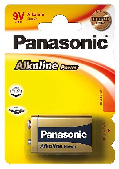 Bateria & Pilhas - Bateria 9V Alcalina Panasonic - 6LR61 - 6LF22XAB/1B
