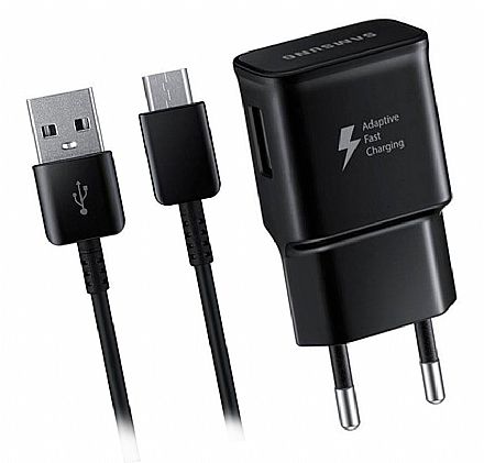 Carregadores - Carregador de Parede Original Samsung - USB-C - 2A - Fast Charge 15W - Preto - EP-TA20BBBCGBR