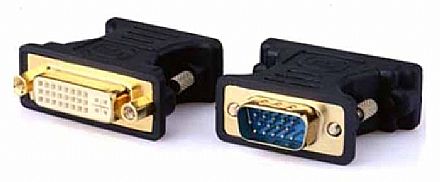 Cabo & Adaptador - Adaptador Conversor DVI-I para VGA - 24+5 Pinos - (DVI-I F x VGA M)