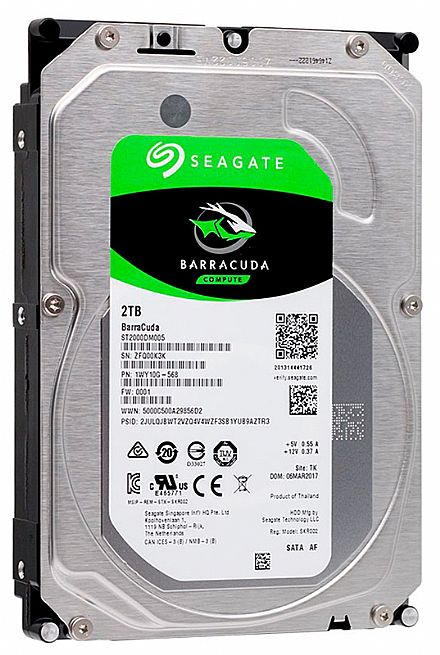 HD (Disco Rígido) - HD 2TB SATA - 5400RPM - 256MB Cache - Seagate BarraCuda ST2000DM005