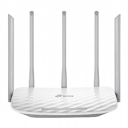 Roteador, Repetidor & Acess Point - Roteador Wi-Fi TP-Link Archer C60 AC1350 - Versão 2.0 - Tecnologias Beamforming e MIMO - Dual Band 2.4GHz e 5 GHz - 5 Antenas