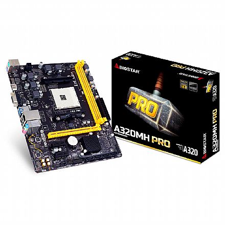 Placa Mãe para AMD - Biostar A320MH PRO (AM4 - DDR4 2667) - Chipset AMD A320 - USB 3.1 - Micro ATX