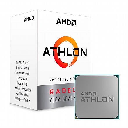 Processador AMD - AMD Athlon 200GE - 3.2GHz - Cache 5MB - AM4 - TDP 35W - Radeon™ VEGA Graphics 3 - YD200GC6FBBOX