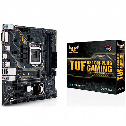 Placa Mãe para Intel - Asus TUF H310M PLUS GAMING/BR (LGA 1151 - DDR4 2666) - Chipset Intel H310 - USB 3.1 - Slot M.2 - Micro ATX