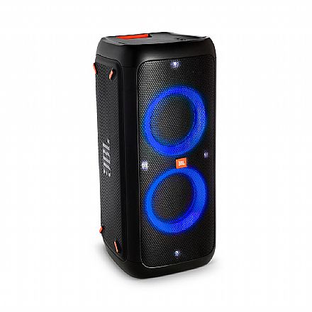 Caixa de Som - Caixa de Som Portátil JBL Party Box 300 - Bluetooth e USB - Conector RCA e Entrada para Fone, Microfone e Guitarra - com Efeitos LED - Bateria 10.400mAh - Preta - JBLPARTYBOX300BR